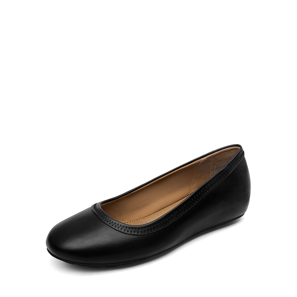 Low Wedge Round Toe Flat Shoes - BLACK PU -  0